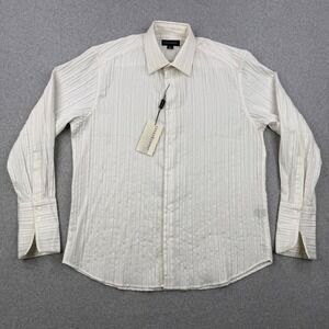 Jhane Barnes Dress Shirt Mens Large White Crunch Textured Formal Long Sleeve NEW